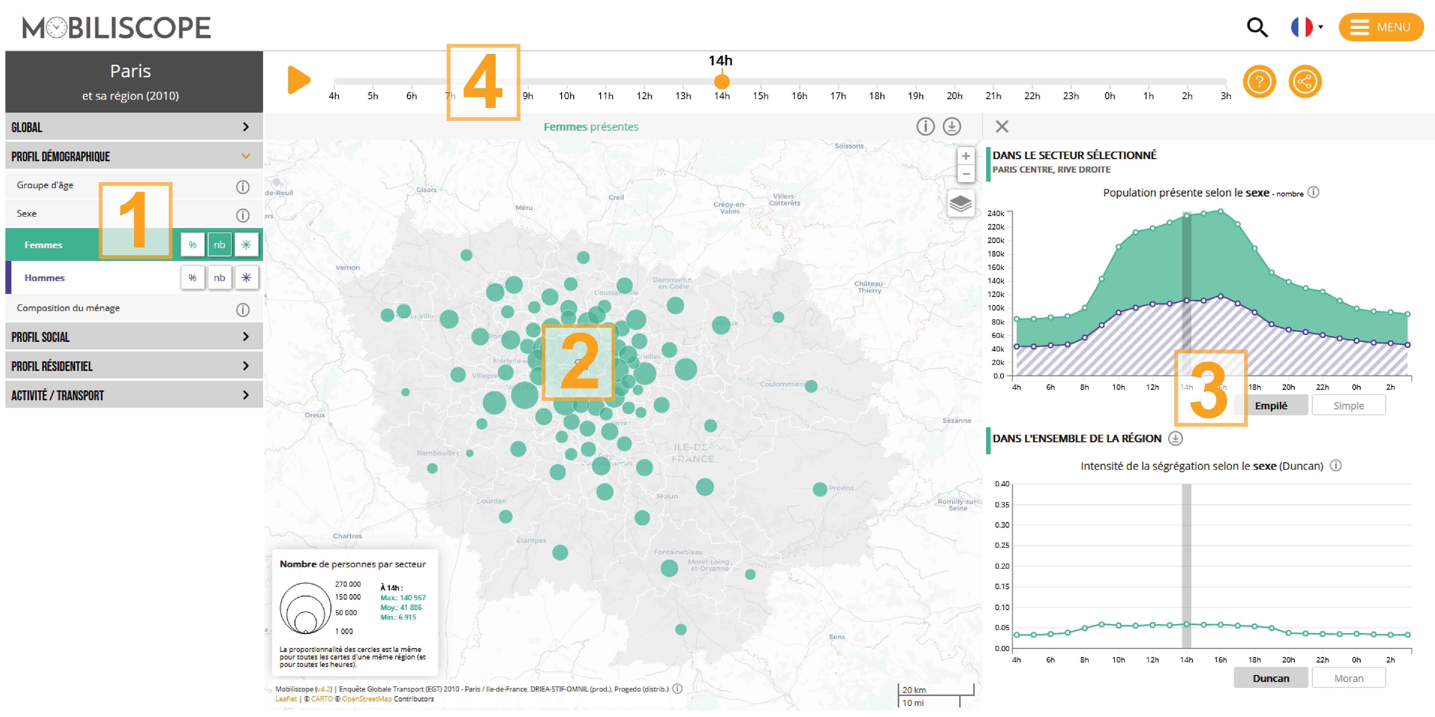 capture d'écran de l'interface de Paris et sa région